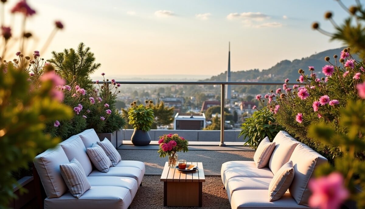 Créer une terrasse cosy et sophistiquée inspirée des rooftops d'hôtels de luxe